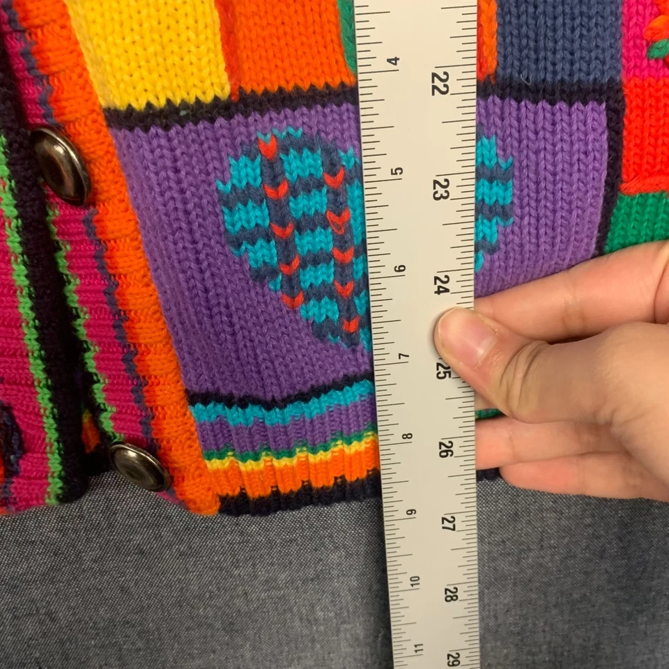 Cárdigan para mujer Tulchan talla M suéter con retazos multicolor 100 % algodón Foto 4 de 4