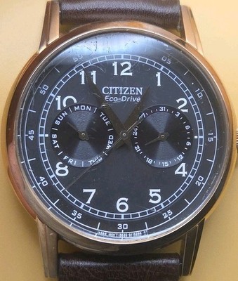Citizen Eco-Drive Watch Men 42mm Black Dial Gold Tone (8635