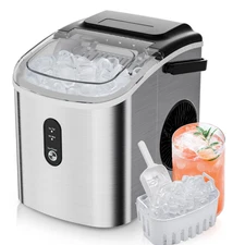 EUHOMY Countertop Ice Maker 26 lbs/Day Portable Self-Cleaning, Silver