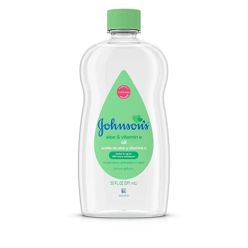 Johnson's Baby Oil, Mineral Oil Enriched with Aloe Vera and Vitamin E, 20 fl. oz