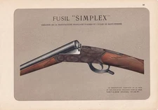1931 FRENCH GUN ADVERT Print - Fusil Simplex - Antique Wall Art - 11 x 7.75 Inch
