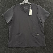 FIGS Casma Scrub Top Women's XXL Dark Gray Technical Collection V Neck 3 Pocket