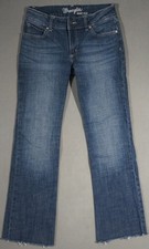 WI07441 COOL  WRANGLER  BOOT CUT LEG FIT RAW HEM CUFFS WOMENS BLUE JEANS sz5