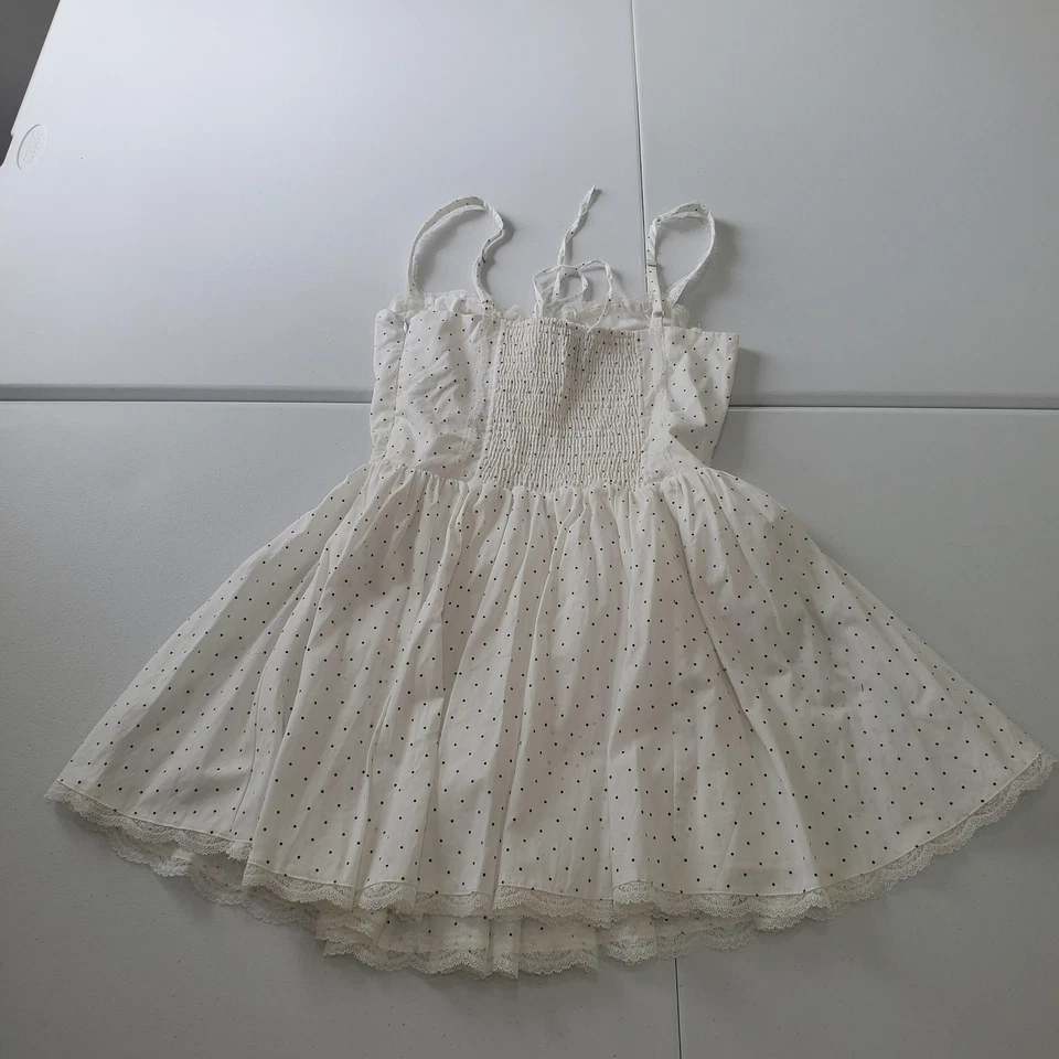 Vestido de Lechera Whimsy Fairy Coquette para Mujer Grande Blanco Negro Lunares Coqueto Foto 3 de 4