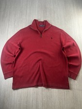 Polo Ralph Lauren Quarter Zip Sweater Red XL Mens Jumper Pullover Pony Logo
