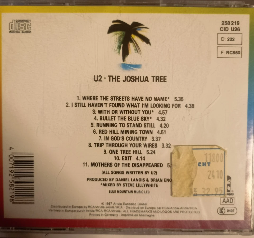CD - U2 - THE JOSHUA TREE - von 1987 - Bild 2 von 4