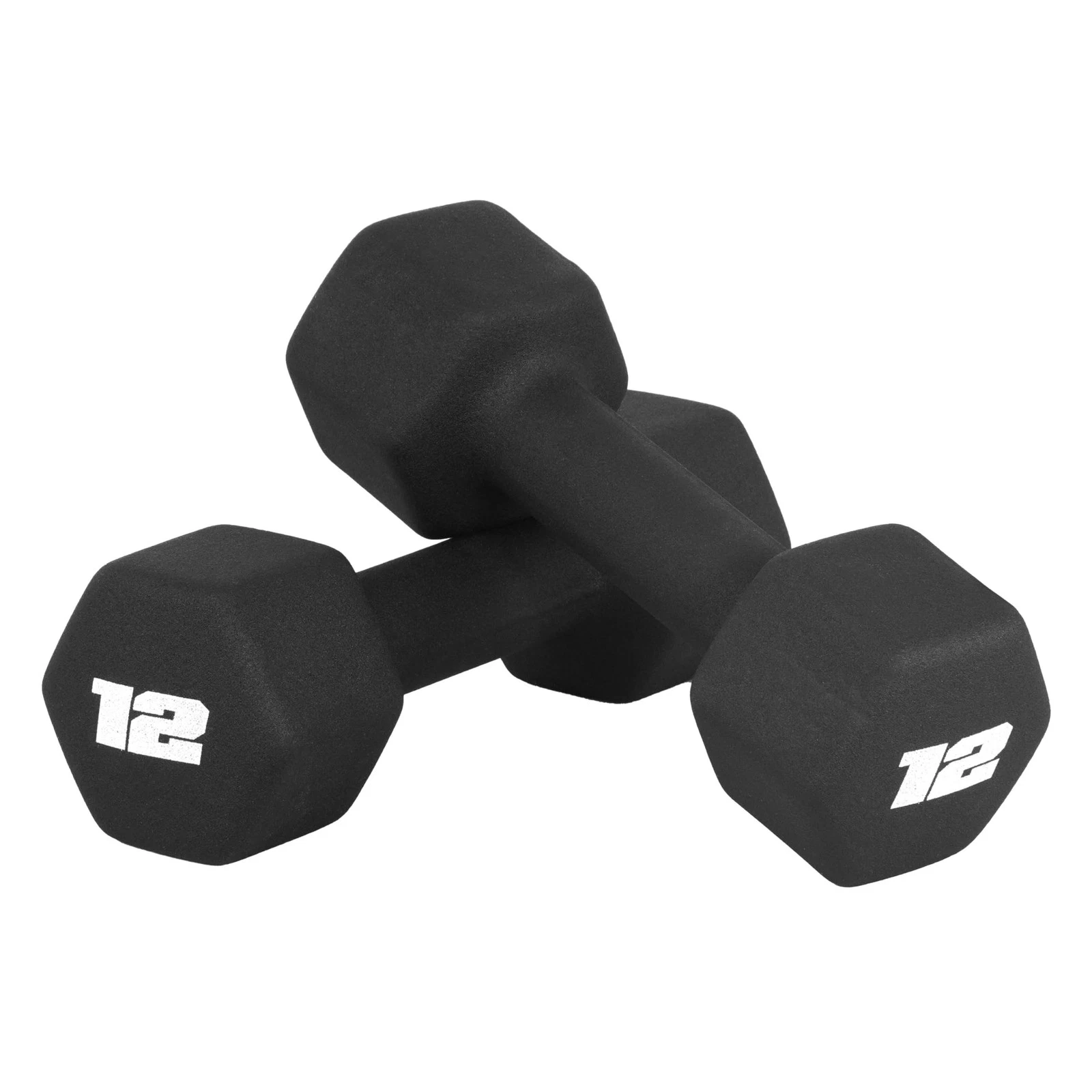 12 LB Neoprene Dumbbells Hand Weights for Home Gym | Pair, Black
