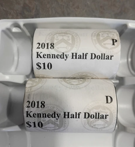 2018 John F Kennedy Half dollar   coin unc 2  $10.00 rolls P-D COINS