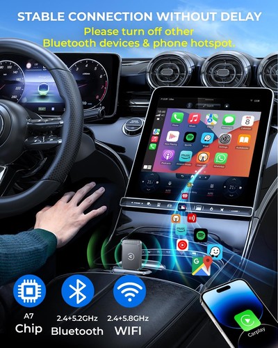 Wireless Carplay Adapter & Android Auto Wireless Adapter 2-in-1 Fast & Stable... - 第 4/8 張圖片