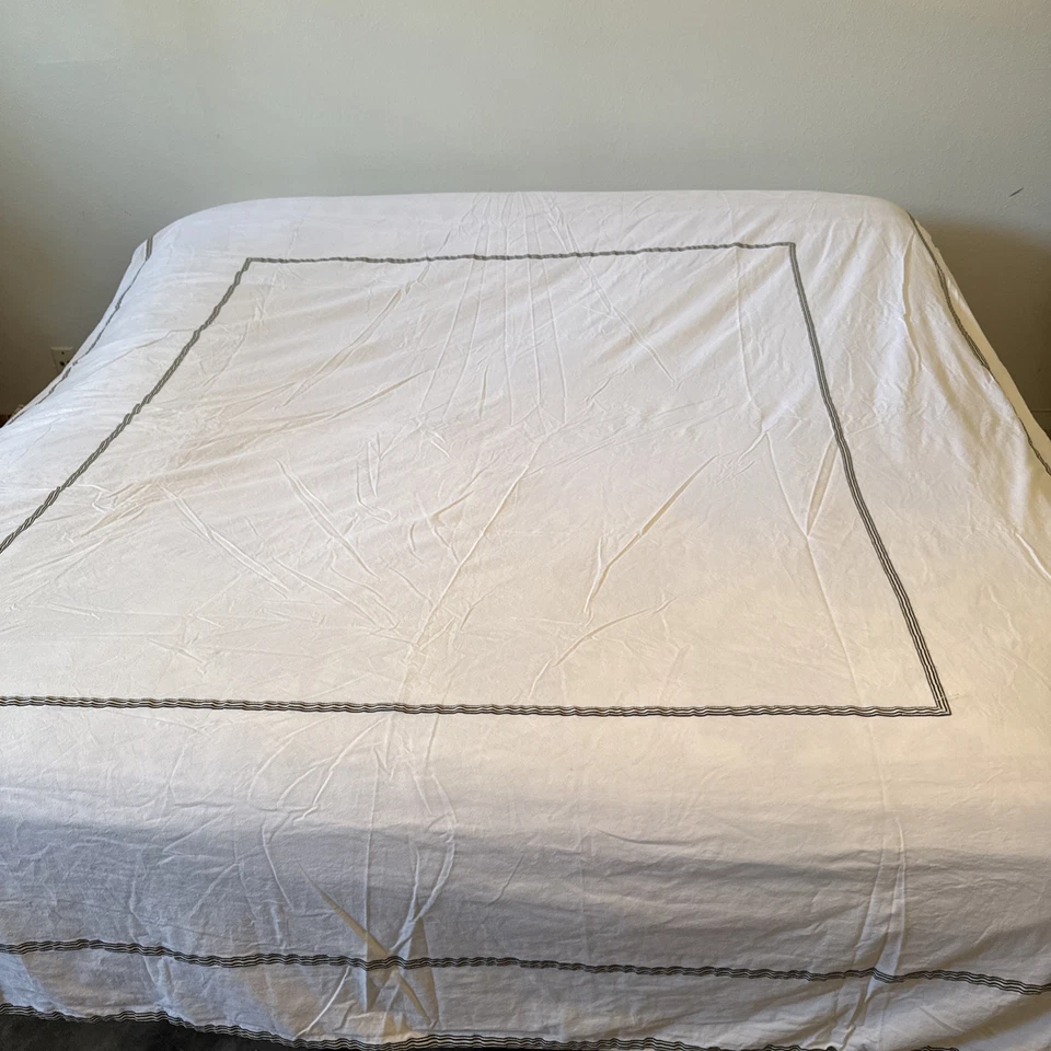 Hotel Collection Duvet Cover Full Queen White Cotton Luxury Minimalist Bedding - Image 2 of 4