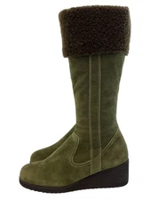 Shoe Gallery Ota Long Boots 35 Green Mouton Wedge Sole Made In Japan Inm85