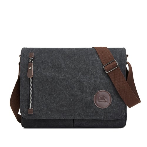 Canvas Satchel Messenger Bag for Men Women, Vintage Shoulder Crossbody 13.3" ...