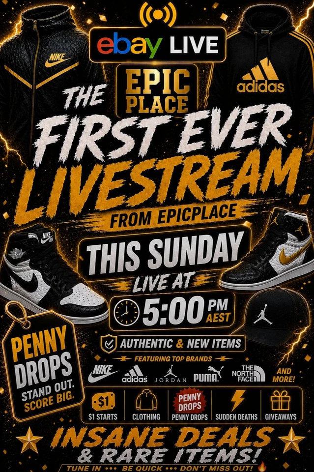 🔥EpicPlace - LIVESTREAM | Sneakers and Clothing | Penny Drops | $1 Starts✅