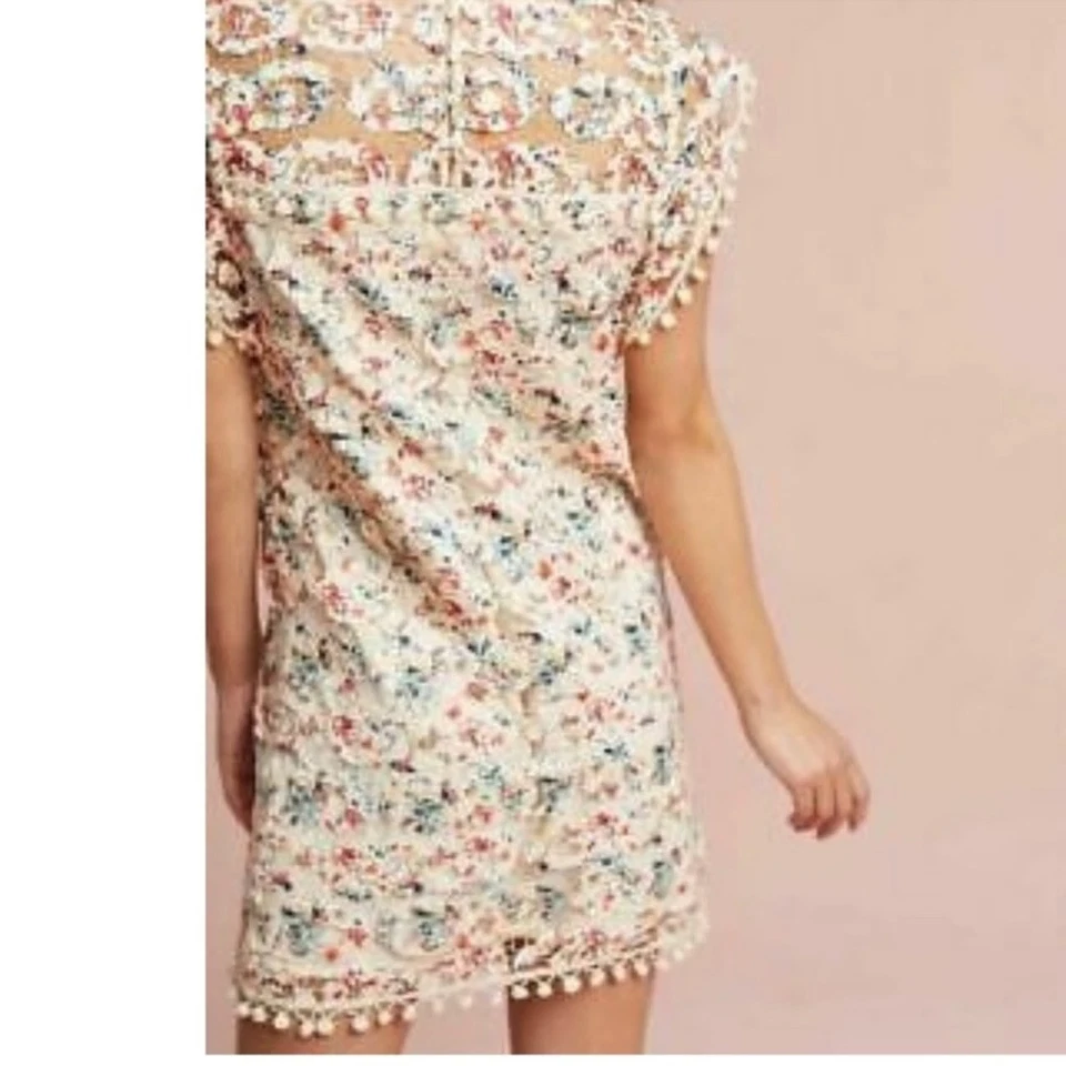 Vestido recto Anthropologie by Tularosa Elba para mujer con apliques de malla con pompones S Foto 4 de 4