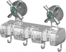 White Removable Suction Cup Wall Mount | 3 Slots + 4 Hooks Multi-Functional S...