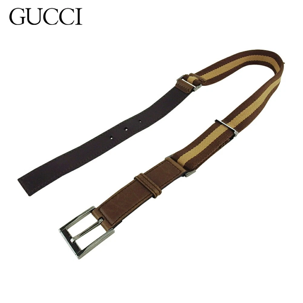 Gucci Ceinture 75 Taille 30 Femme Homme Broche Boucle Sherry Line Marron Beige Argent Ca