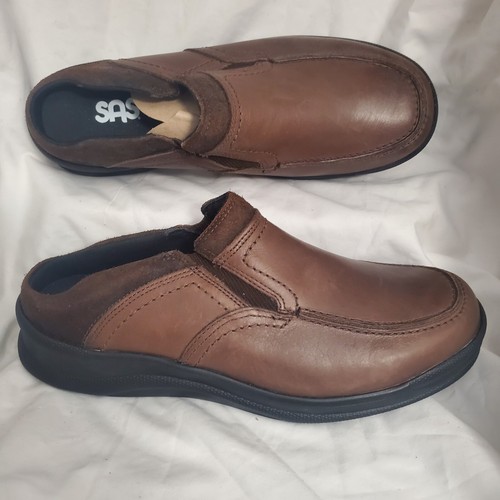 SAS Mahagoni Herren braun Leder Slipper Clogs Größe 8M Made in the USA