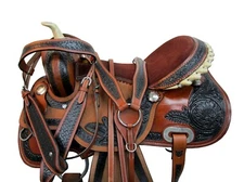 Gaited Western Saddle Horse Pleasure Floral Tooled Leather Tack Set 15 16 17 18