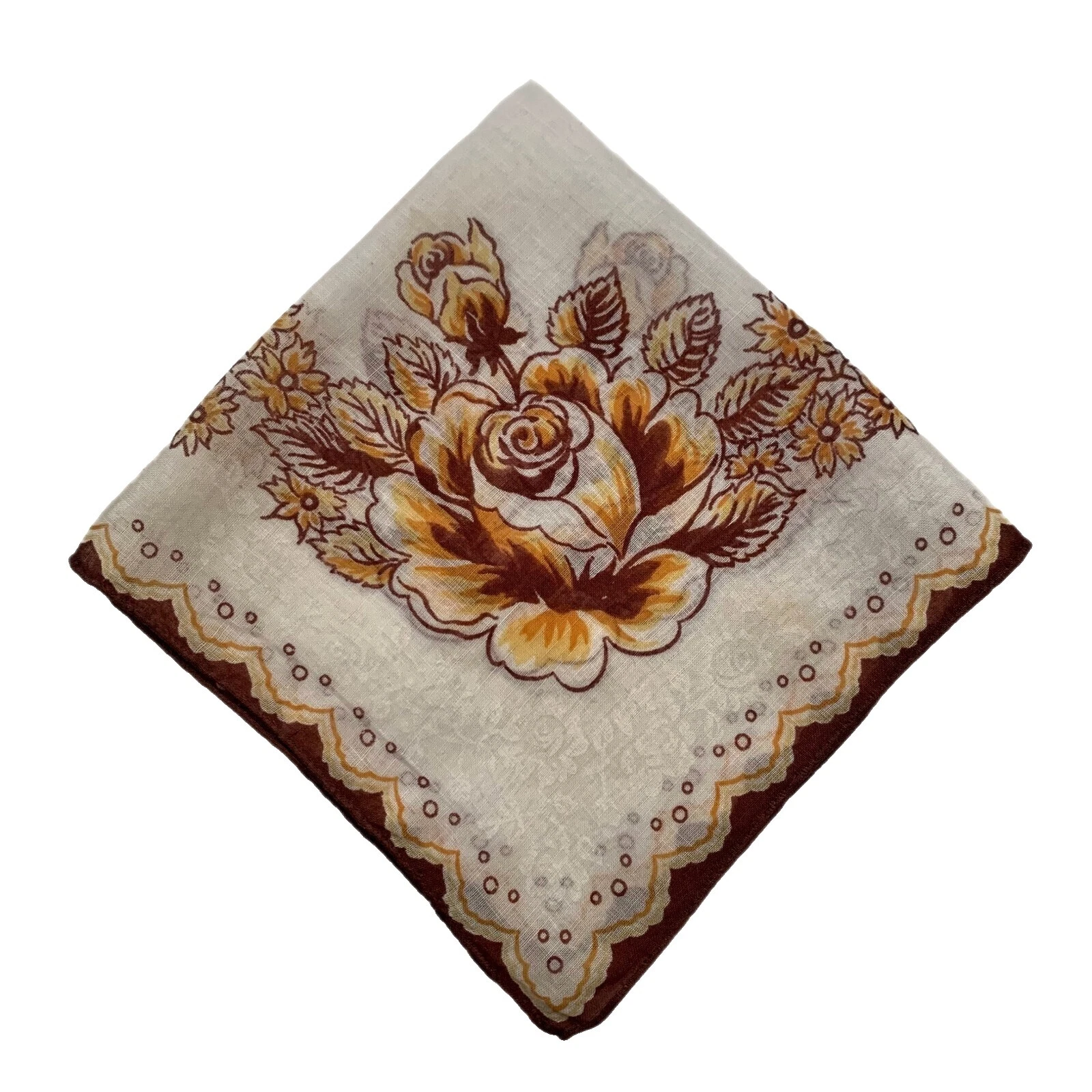 Brown Cotton Vintage Plain & Solid Handkerchiefs