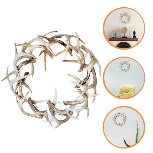 Xmas Resin Antler Wreath Christmas Front Door Wreath Decorative Party Decor New - Afbeelding 7 van 12