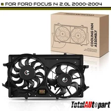 Dual Fan Assembly w/ Single Conector for Ford Focus 2000-2004 L4 2.0L 1S4Z8C607A