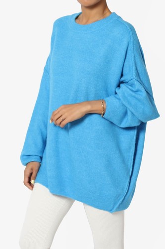 TheMogan Raw Seam Drop Shoulder Oversized Crew Neck Melange Rib Knit Sweater - Picture 95 of 104