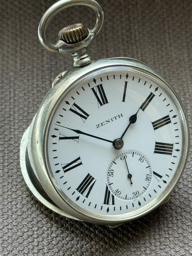 Antique Zenith Pocket Watch Mechanical Swiss Grand Prix Rare Old Open Face 20th - Picture 3 of 16