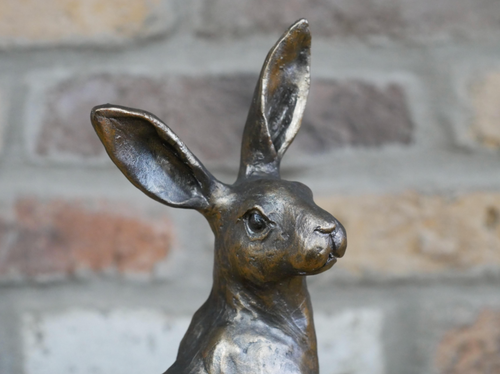 Bronze Colour Small Rabbit Hare Ornament Figurine Decor Statue Sculpture - Picture 3 of 7