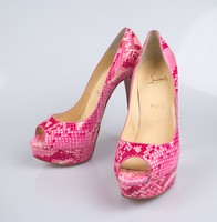Christian Louboutin Lady Peep Rose Matador Python 6 Heels Shoes 10/40 $1795 on sale Christian Louboutin Lady Peep Rose Matador Python 6 Heels Shoes 10/40 $1795 on sale