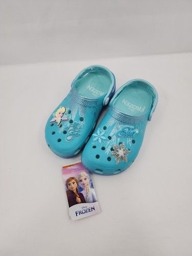 Crocs x Disney Frozen Elsa Blue Glitter Classic Clog Kids Size 13 Sandal 210235