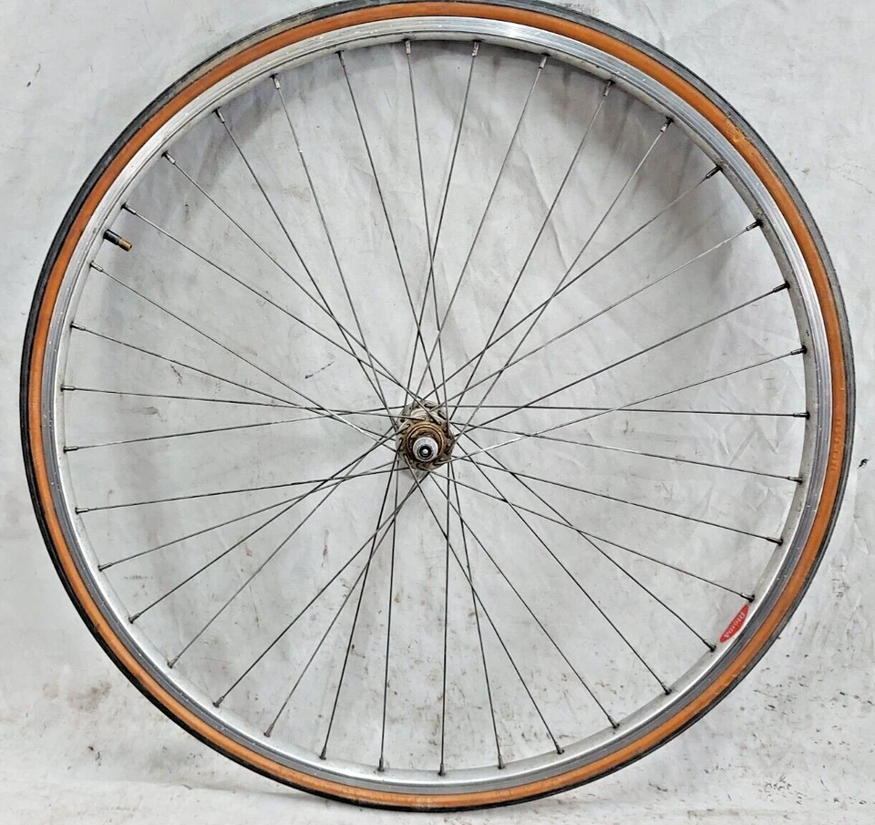 Rigida 27" Vintage Front Road Wheel DuraAce 100mm DBLwall AV QR Silver Ships USA - Image 2 of 4
