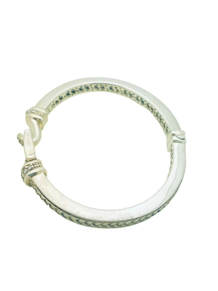 Brazalete Scott Kay Plata Esterlina Diamante Hebilla Ecuestre Bisagras 5mm Foto 2 de 4