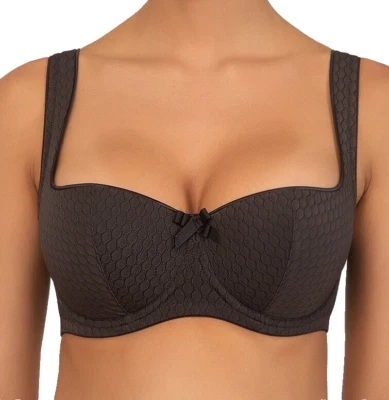 Balconette BH schwarz anthrazit Halbschale gepolstert mit Bügel Rosme Dirndl BH