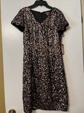 NWT Vince Camuto Size 2 Gilded Rose Bronze & Silver Sequined Dress