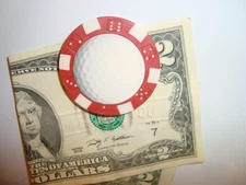 #1 one GOLF BALL Photo Image MAGNET Dice design Poker Chip,Golf Ball Marker  Red