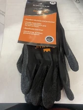 pack of 4 Pair MED KINGMAN Black Safety Gloves Latex Coated Grip Cut Resistant