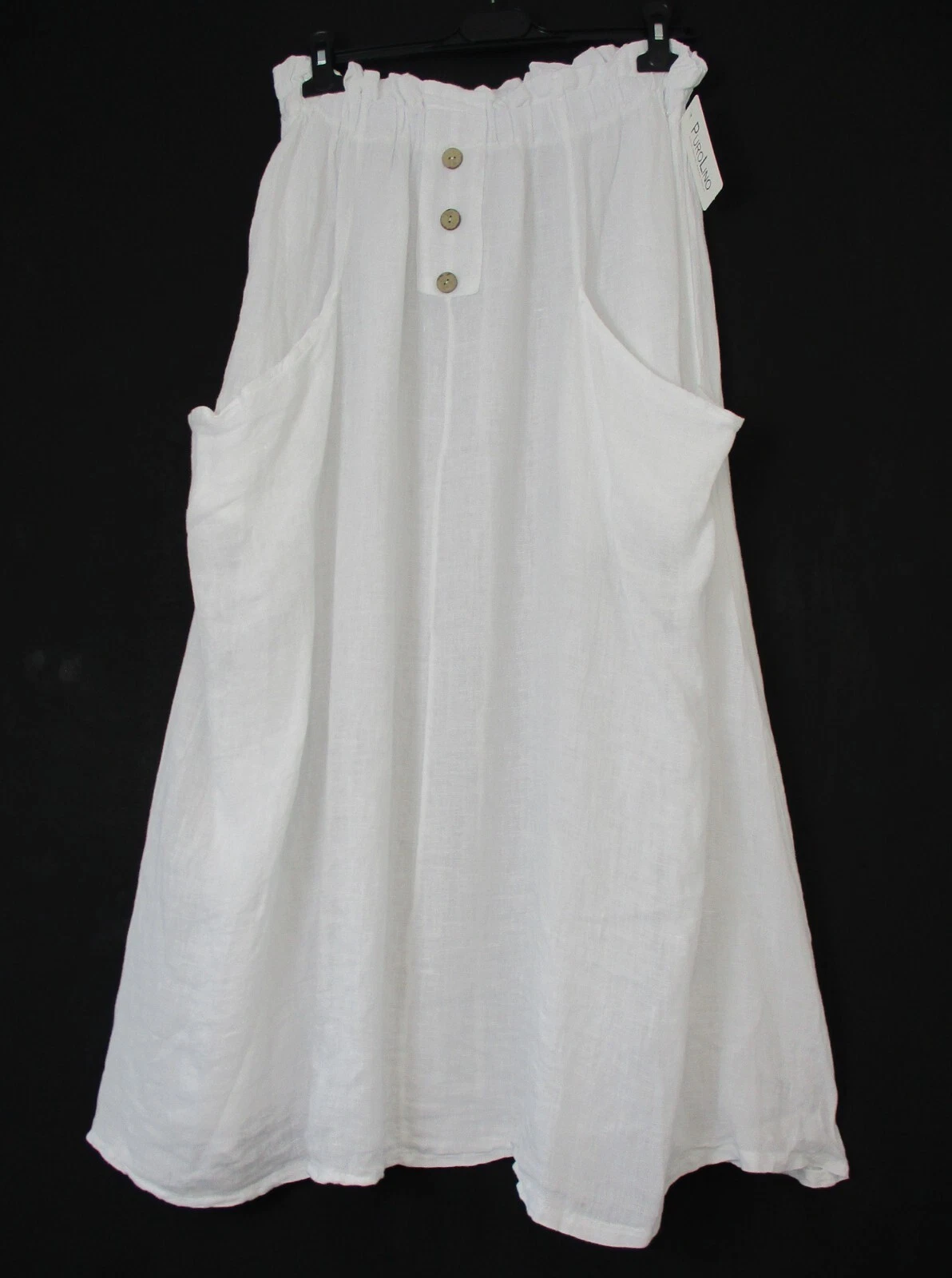 Lagenlook Ladies/Womens 100% Linen Skirt Pockets 5 Colours One Size:Plus : 16-20