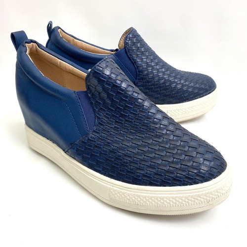 WANTED Woven Wedge Slip On Womens Sneakers 8 Blue - Picture 3 of 18