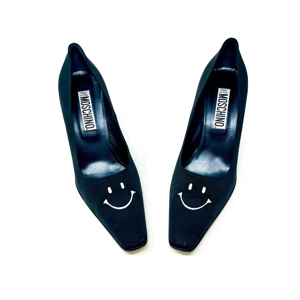 Moschino Black White Fabric Smiley Face Pumps | eBay
