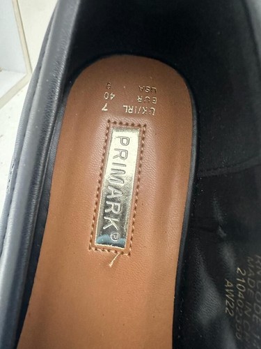 PRIMARK UNISEX BLACK LEATHER QUILTED LOAFERS SMART SHOES UK SIZE 7 EUR 40 K87 - Picture 7 of 8