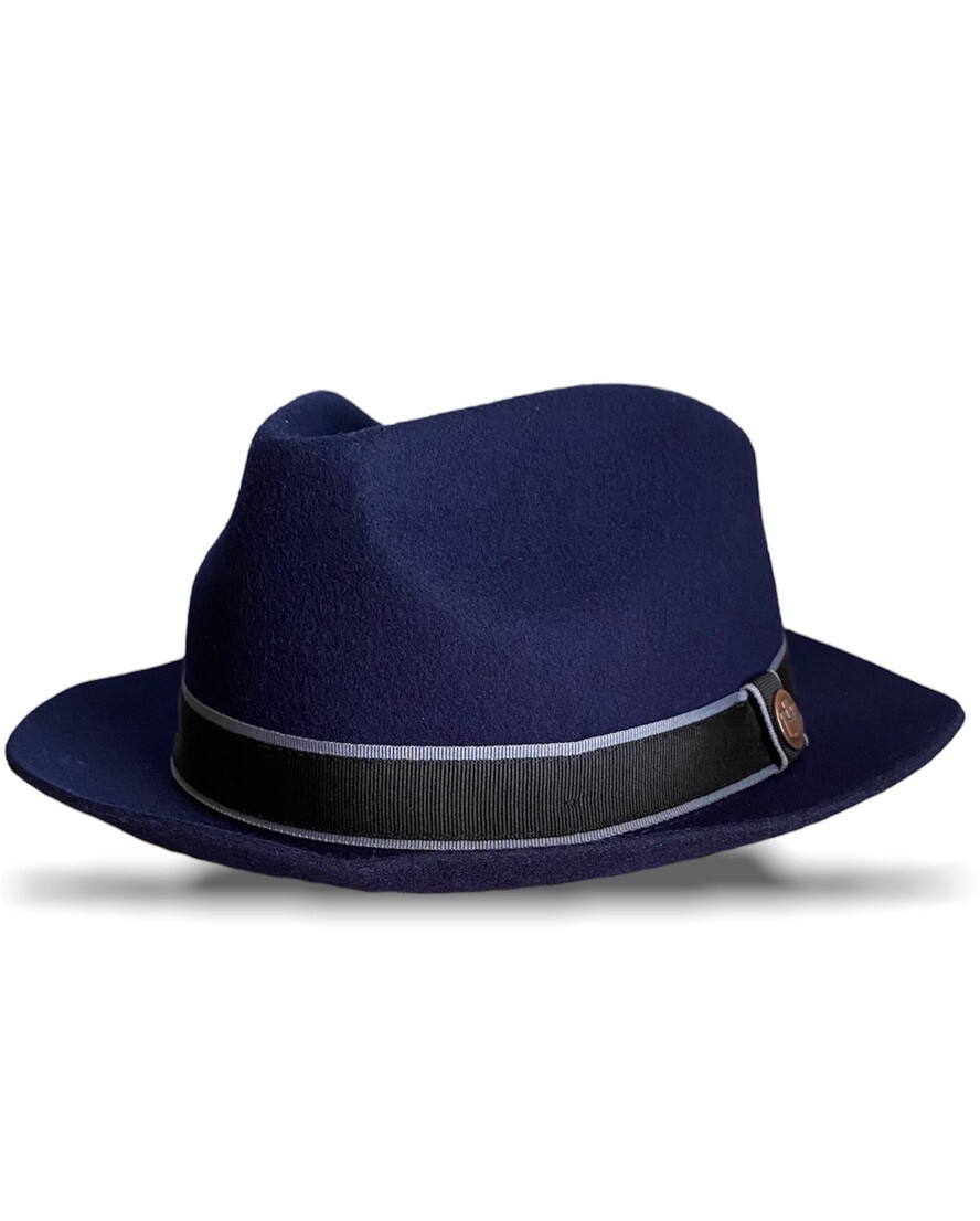 Goorin Brothers-Navy Blue Fedora Hat with Feather Accent (large) Goorin Bros | Accessories | Goorin Bros Navy Felt Fedora  main image 4