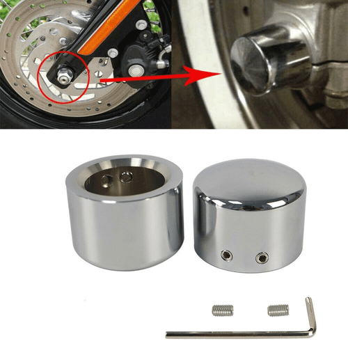 Chrome CNC Front Axle Cap Nut Cover For Harley Softail Dyna Street Glide Touring - Bild 1 von 9