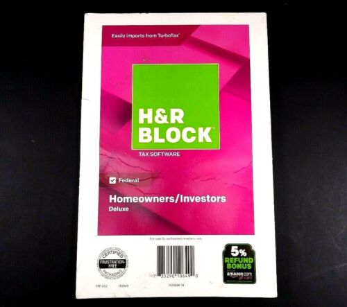 H&R Block Tax Software Deluxe 2018 Federal Only !! w/ 5% Bonus Offer OPEN BOX