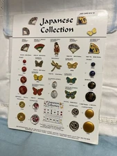 JHB Japanese Collection Salesman Sample Button Card Fans Butterflies Ladybugs