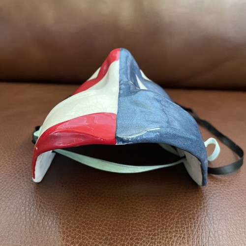 Vintage 1980 Cast Of Thousands Ceramic Face Mask Patriotic Claudia Cohen Marked - Picture 5 of 11