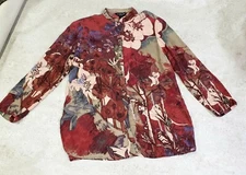 Citron Santa Monica 100% Silk Tunic blouse Asian floral print M (runs large)