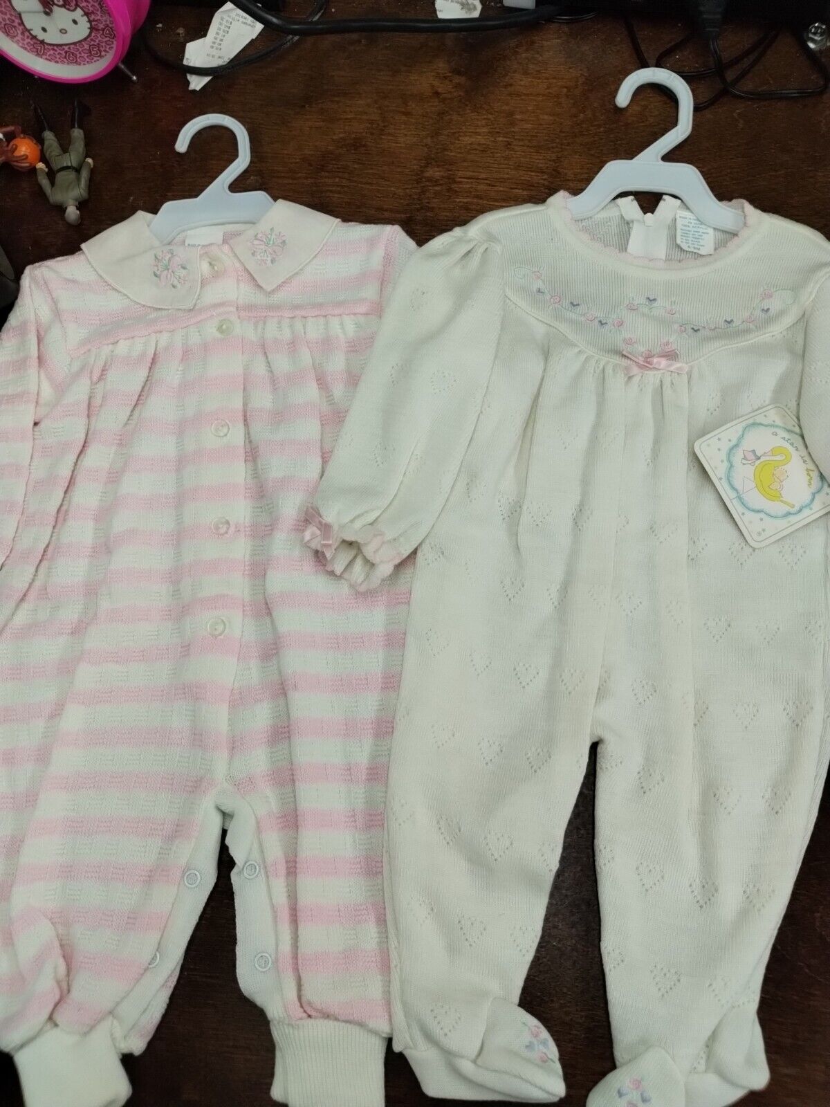 Set Of Two Vintage Arcrylic Baby Girls Rompers Ou… - image 1