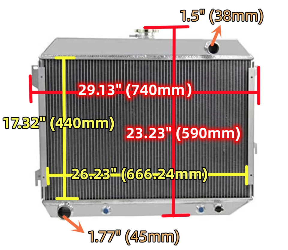 Radiador de 3 filas para Dodge Challenger Charger Plymouth Coronet 1968-1974 núcleo de 26" W Foto 2 de 4