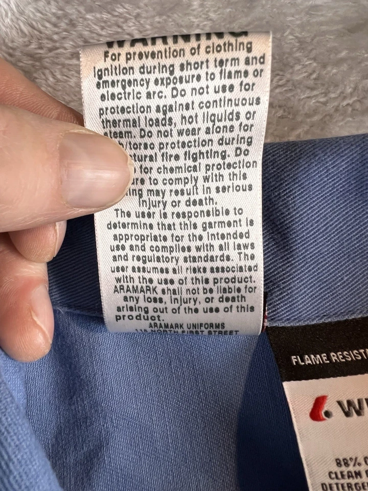 Aramark Westex 防火衬衫男式 1XL 蓝色超柔软 FR 工作服 — 第 3/4 张图片
