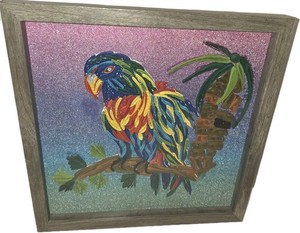 Debra Spry Parrot Paper Quilling Wall Art Shadow Box Frame 3D Glitter Quilled